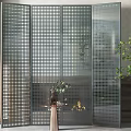 Modern Folding Screen with Metal Mesh Design for Contemporary Interior Decor 3d model