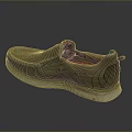 Slip On Dark Green Leather Casual Shoes With Red Interior And White Sole Stitching Design