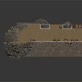 Detailed Bridge Model Structure With Stone Piers Wooden Deck Railings And Rubble