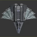 Futuristic Sci Fi Spaceship 3D Model With Sharp Wings And Metallic Surface