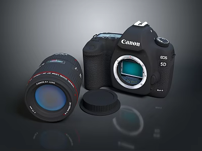 Canon EOS 5D Professional Camera Body With Telephoto Lens And Cap 3d model