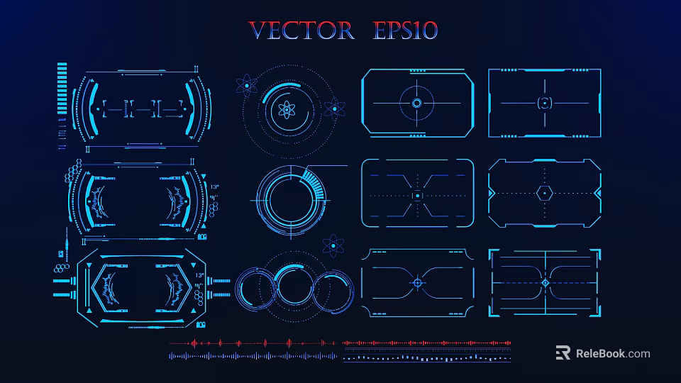 Decorative Lights Vector Design With Modern Geometric Shapes And Blue Line Patterns 3d model