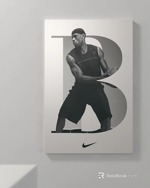 Black And White Male Sports Portrait With Tank Top Muscular Build And Nike Branding 3d model 