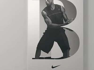 Black And White Male Sports Portrait With Tank Top Muscular Build And Nike Branding 3d model