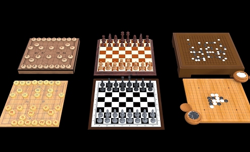 Modern Chess Chinese Chess Go Chess 3d model