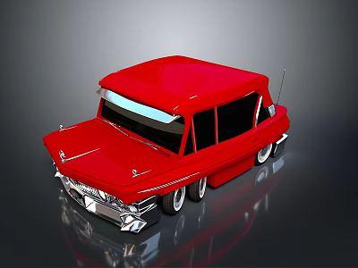 Shiny Red Vintage Car Exterior Design With Black Windows And Silver Accents 3d model