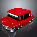 Shiny Red Vintage Car Exterior Design With Black Windows And Silver Accents