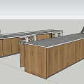 Modern Bar Counter Design With Wooden Cabinets Gray Countertop And Display Case