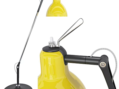 Yellow Desk Lamp With Adjustable Black Arm And Modern Design For Home Office Use 3d model