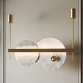 Modern Chandelier With Gold Metal Frame And Round Marble Discs Design