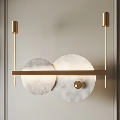 Modern Chandelier With Gold Metal Frame And Round Marble Discs Design 3d model