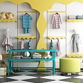 Modern Clothes Hanger Children's Clothing Store Children's Clothes Hanger Table and Chair Combination 3d model