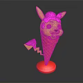 Fun Pikachu Shaped Ice Cream With Yellow Head Purple Decorations Orange Cone And Red Base