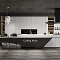 Modern Kitchen Interior Design With White Cabinets Island Counter And Hanging Lights