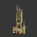 Lego Castle Tower Building With Gray Spires Multi Level Structure And Minifigures 3d model