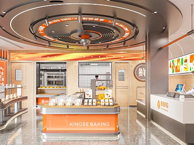 Kingee Baking Dessert Shop with Modern Interior Bright Lighting and Fresh Pastries 3d model