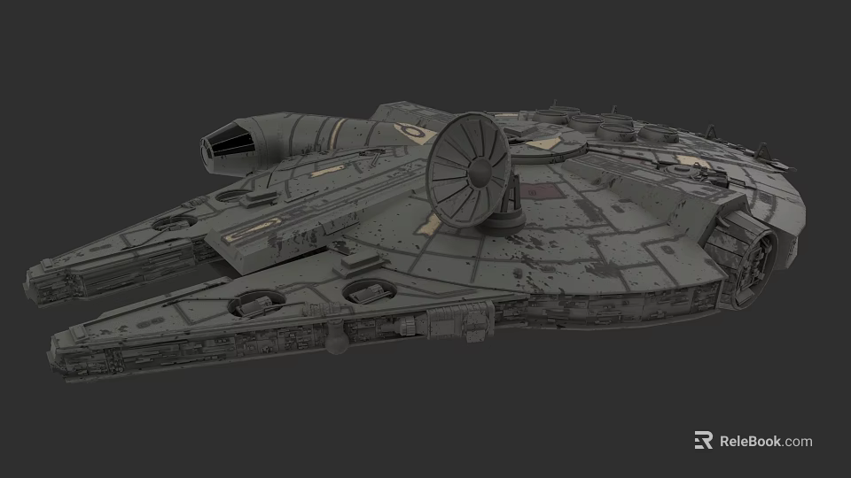Detailed Sci Fi Starship Design With Large Circular Engine And Surface Details 3d model 