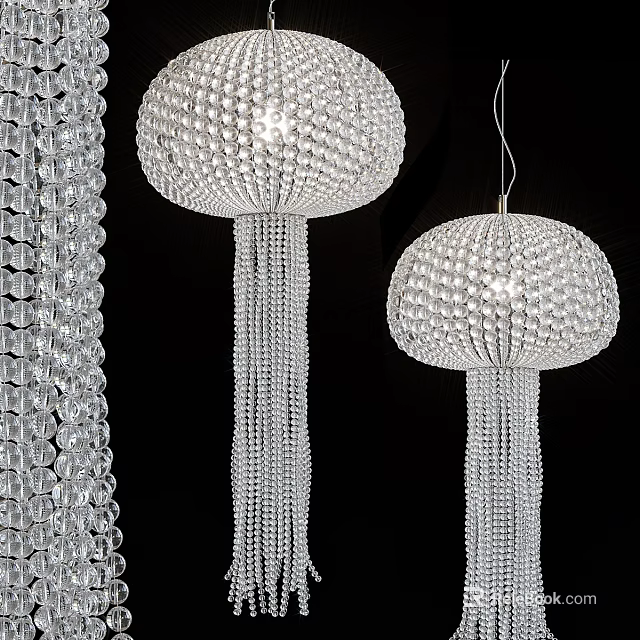 Sparkling Crystal Chandeliers With Modern Beaded Design And Hanging Tassels 3d model 