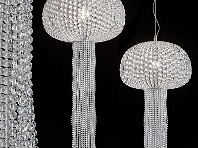 Sparkling Crystal Chandeliers With Modern Beaded Design And Hanging Tassels 3d model