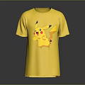 Cute Yellow Short Sleeve T-shirt With Pikachu Print For Daily Wear