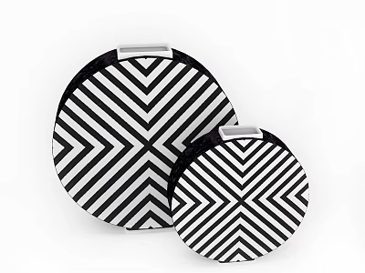 Modern Decorative Ornament Set with Circular Black and White Striped Geometric Patterns 3d model