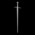 Medieval Silver Sword With Cross Guard And Pointed Blade Isolated On Black Background