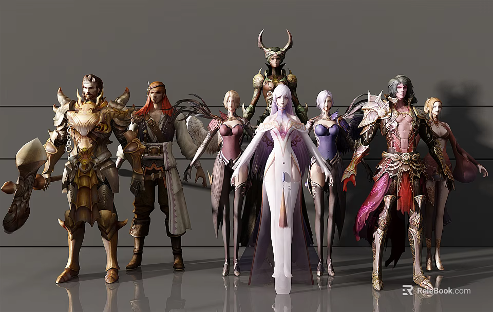 Game and Movie Characters with Diverse Costumes Mythical Armor and Unique Appearances 3d model 