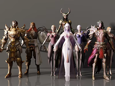 Game and Movie Characters with Diverse Costumes Mythical Armor and Unique Appearances 3d model