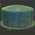Industrial Blue Cylindrical Metal Container With Rusty Surface And Flange Base