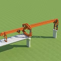 Orange Industrial Bridge Girder Launcher Installed On Concrete Pillars For Bridge Construction
