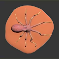 Pink Spotted Octopus With Yellow Tentacles On Vibrant Orange Base Surface