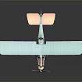 Detailed Blue and Orange Biplane Model on Dark Background with Reflection