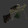 Modern Tactical Machine Gun With Telescopic Sight Tripod Stand And Green Magazine
