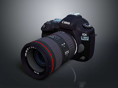 Canon EOS Digital SLR Camera With Red Ring Lens And Professional Body 3d model