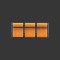 Three Seat Public Chair With Orange Seat Backrest And Metal Frame Design