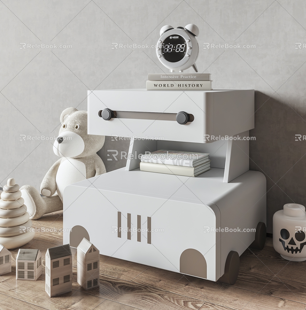 Robot Bedside Cabinet Creative Children's Bedside Cabinet Mini Cartoon Car Bedside Cabinet Side Corner Cream Side Cabinet 3d model