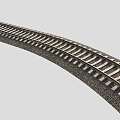 Curved Railway Track With Concrete Sleepers And Gravel Bed Extending Into Distance