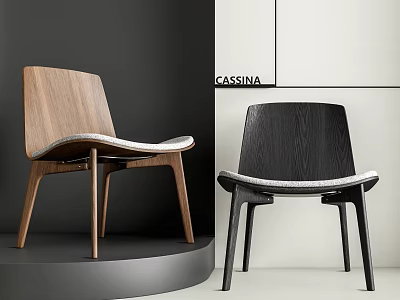 Modern Cassina Solid Wood Leisure Chairs With Soft Padded Seats For Stylish Home Interior Decor 3d model