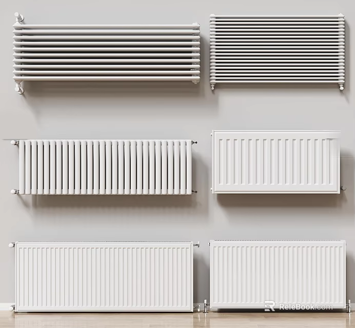 Different White Wall Mounted Radiator Styles And Designs For Home Heating 3d model 