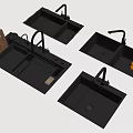 Various Kitchen Sink Designs Featuring Cutting Board Drainer and Faucet 3d model