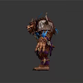 Fierce Brown Game Character With Blue Shoulder Wings Purple Armor And Sharp Claws