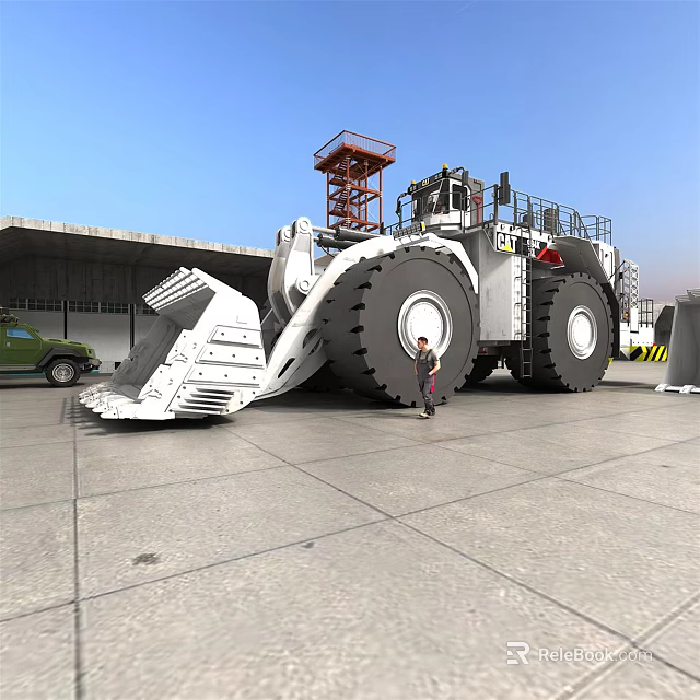 Heavy Duty Functional Construction Loader With Large Tires And Front Scoop 3d model 