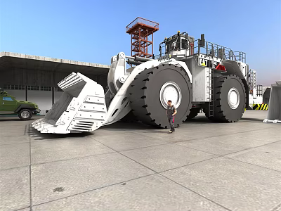 Heavy Duty Functional Construction Loader With Large Tires And Front Scoop 3d model