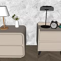Cream Style Bedside Table Drawer Type Solid Wood Bedside Table Creative Table Lamp Vase Flower Art Alarm Clock Ornaments 3d model