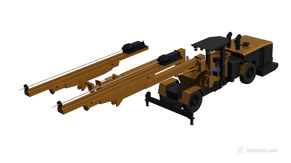 Road Infrastructure Yellow Asphalt Paver with Extendable Arms and Operator Cabin 3d model 
