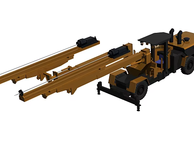 Road Infrastructure Yellow Asphalt Paver with Extendable Arms and Operator Cabin 3d model