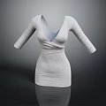 Elegant Gray Fitted Dress with V Neck and Long Sleeves Design