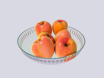Stylish Ceramic Bowl Containing Fresh Red Apples On Plain White Surface 3d model