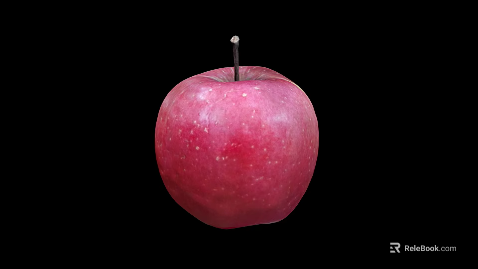 Fresh Red Apple with Stem and White Specks on Black Background 3d model