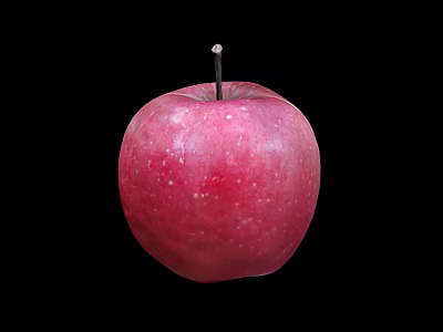 Fresh Red Apple with Stem and White Specks on Black Background 3d model